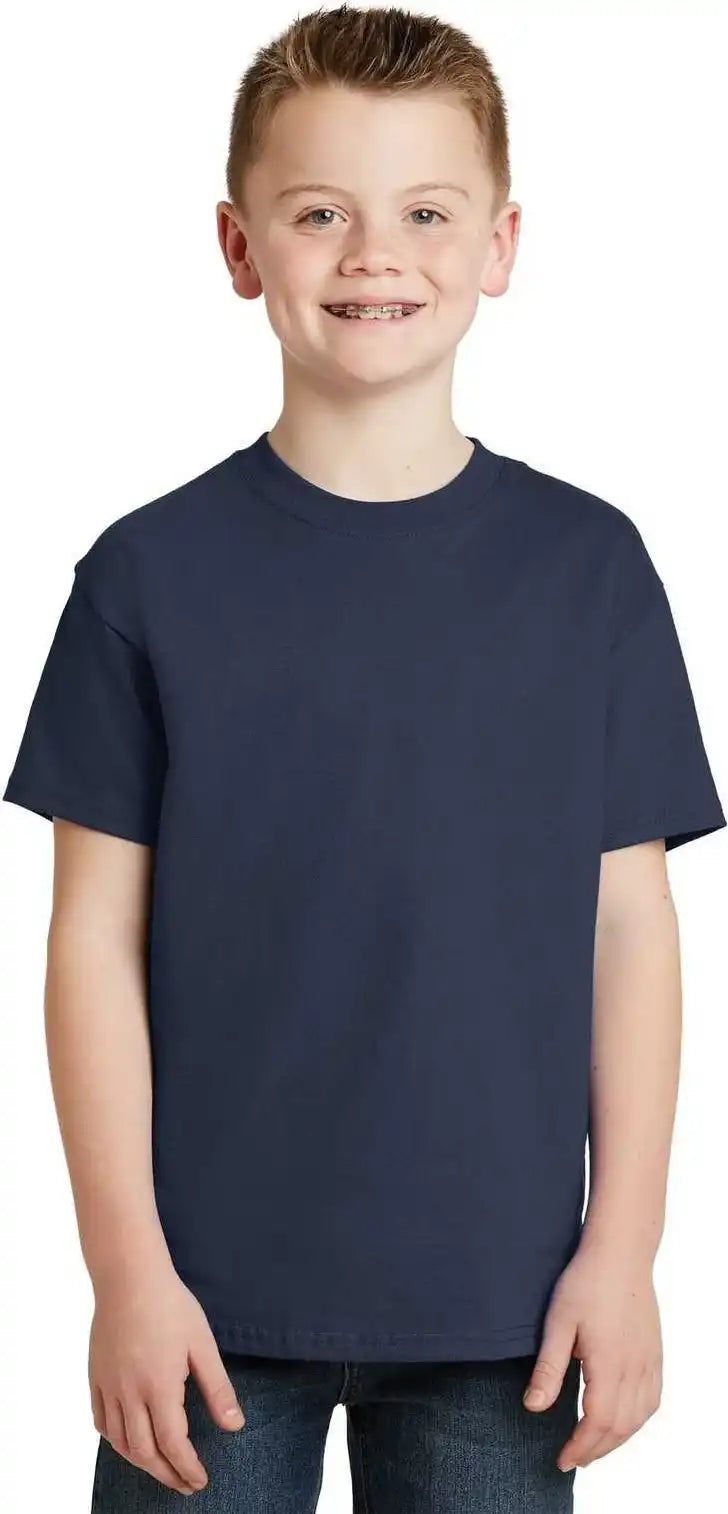 Hanes 5450 Youth Tagless 100% Cotton t Shirt Navy