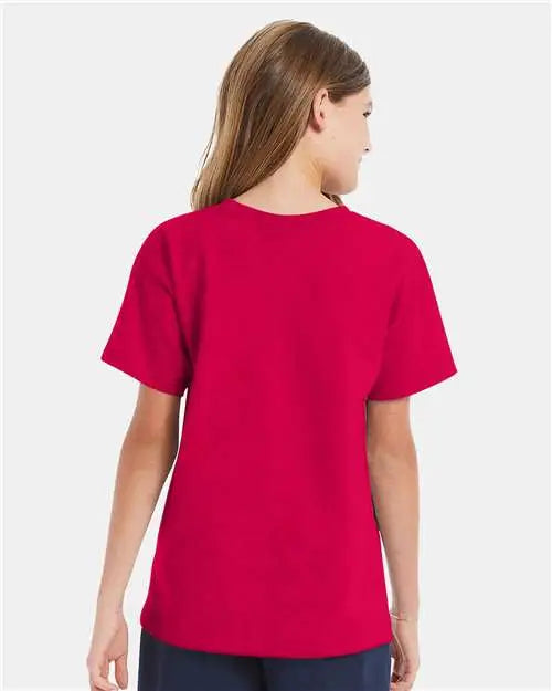 Hanes 5480 Essential-t Youth T-shirt - Athletic Crimson
