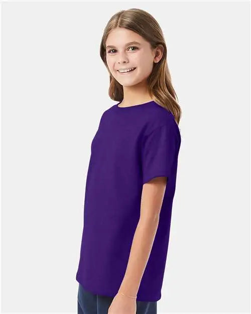 Hanes 5480 Essential-t Youth T-shirt - Athletic Purple