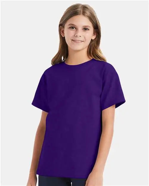 Hanes 5480 Essential-t Youth T-shirt - Athletic Purple
