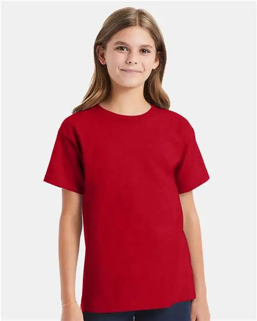 Hanes 5480 Essential-t Youth T-shirt - Deep Red
