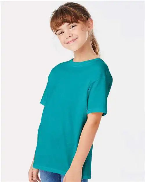 Hanes 5480 Essential t Youth Shirt Athletic Teal
