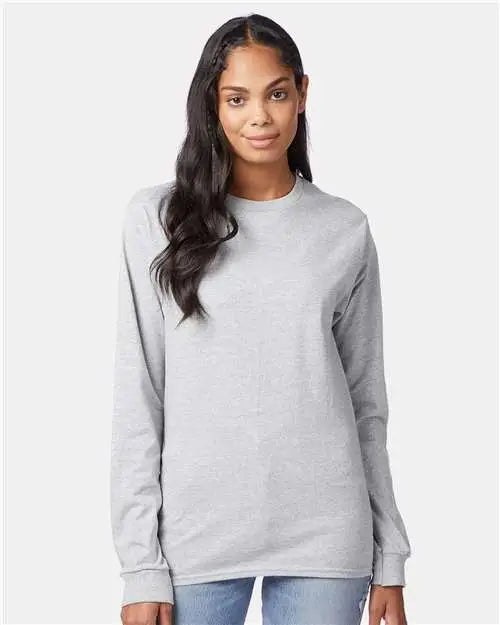 Hanes 5586 Authentic Long Sleeve T-shirt - Ash