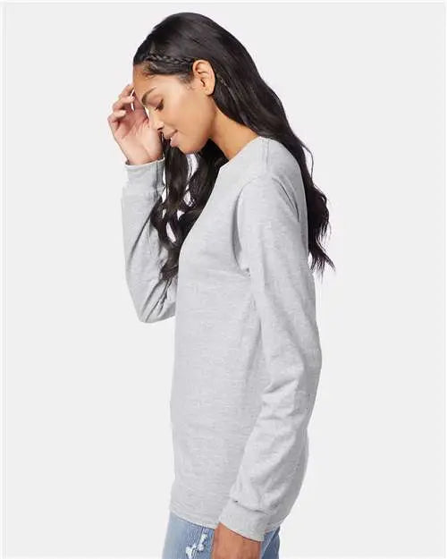 Hanes 5586 Authentic Long Sleeve T-shirt - Ash