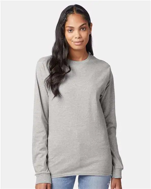Hanes 5586 Authentic Long Sleeve T-shirt - Light Steel