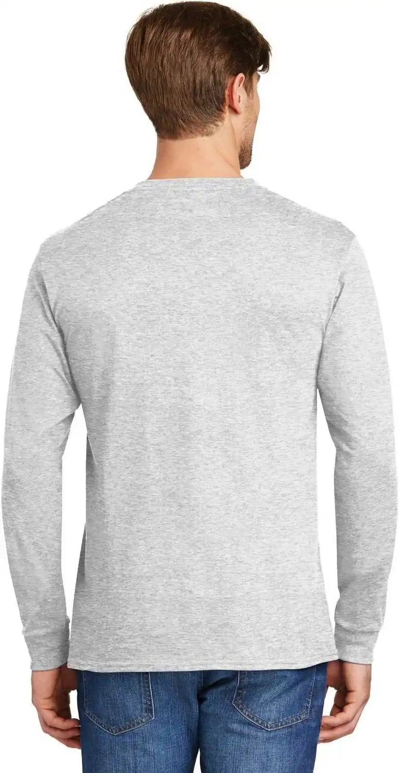Hanes 5586 Tagless 100% Cotton Long Sleeve t Shirt Ash