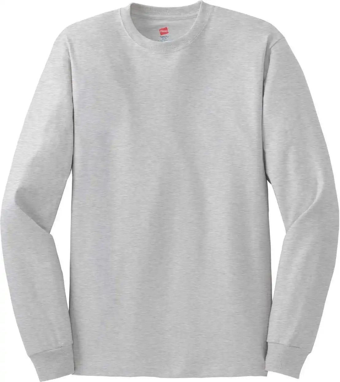 Hanes 5586 Tagless 100% Cotton Long Sleeve t Shirt Ash