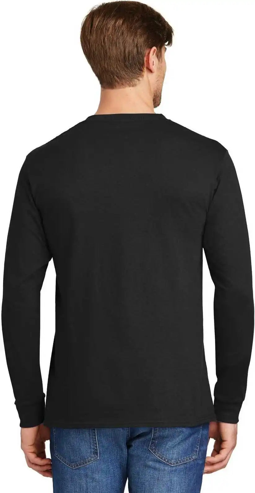 Hanes 5586 Tagless 100% Cotton Long Sleeve t Shirt Black
