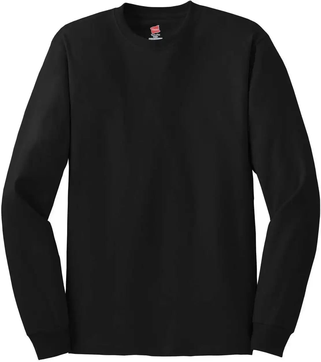 Hanes 5586 Tagless 100% Cotton Long Sleeve t Shirt Black