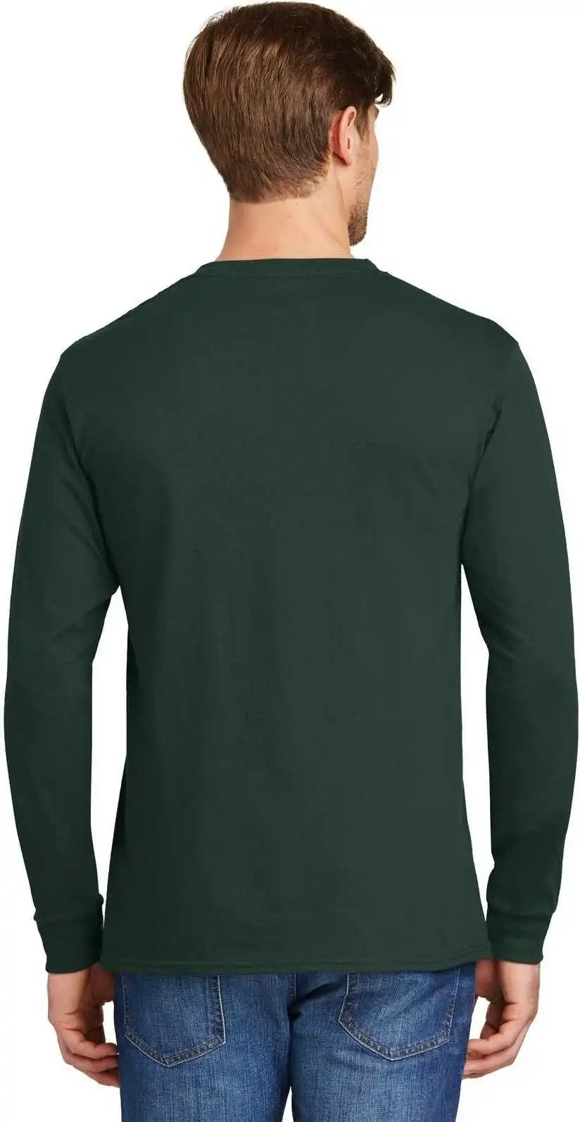 Hanes 5586 Tagless 100% Cotton Long Sleeve t Shirt Deep Forest