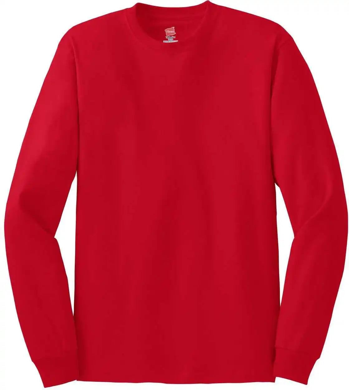 Hanes 5586 Tagless 100% Cotton Long Sleeve t Shirt Deep Red
