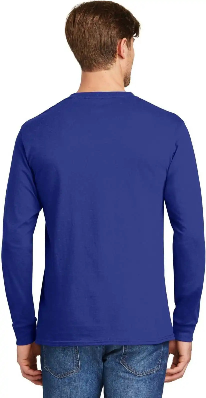 Hanes 5586 Tagless 100% Cotton Long Sleeve t Shirt Deep Royal