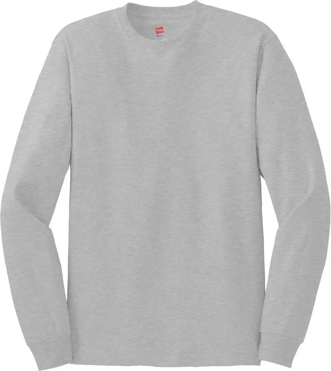 Hanes 5586 Tagless 100% Cotton Long Sleeve t Shirt Light Steel