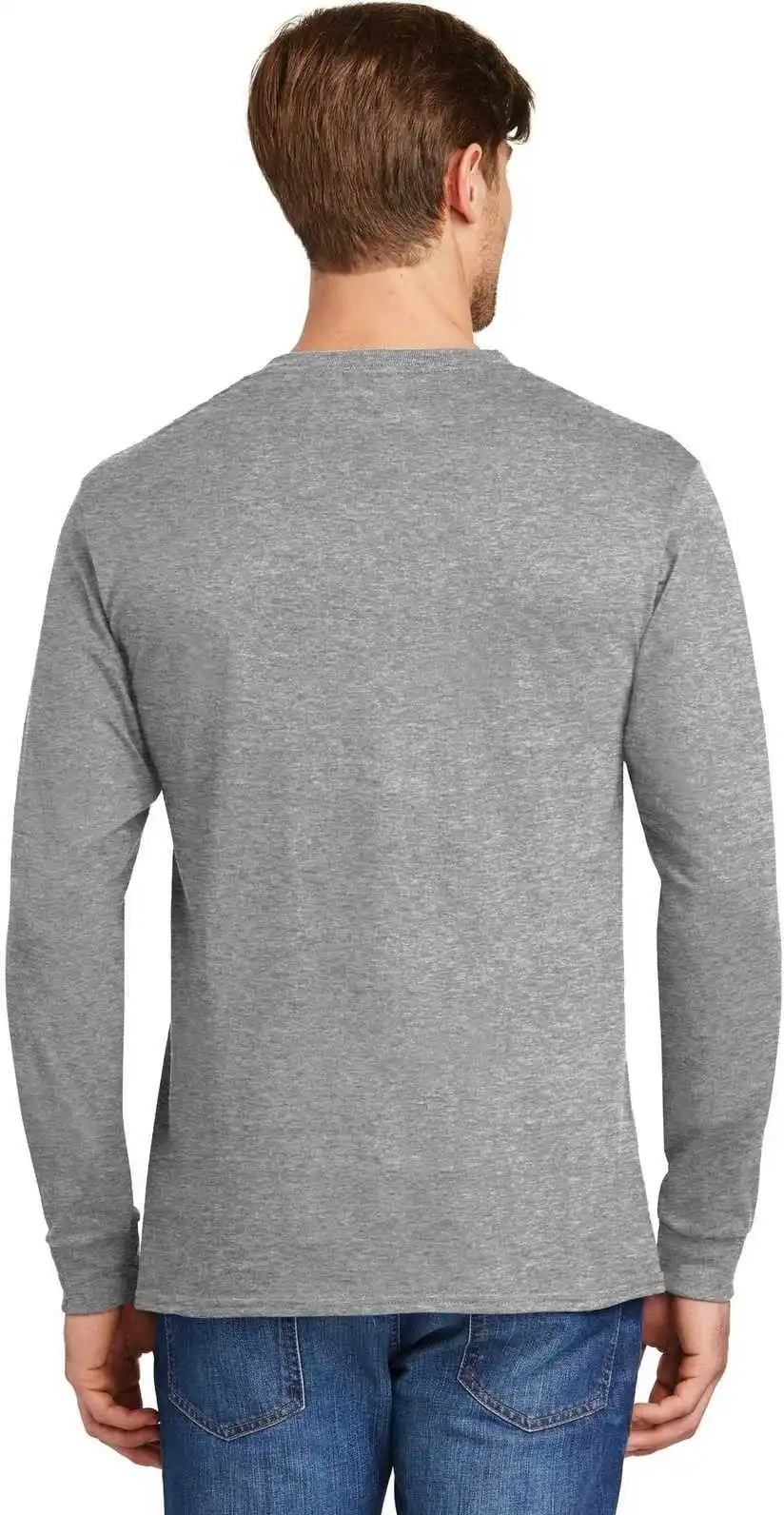 Hanes 5586 Tagless 100% Cotton Long Sleeve t Shirt Light Steel