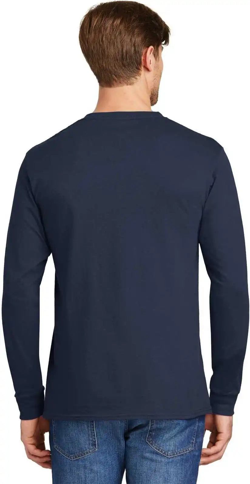 Hanes 5586 Tagless 100% Cotton Long Sleeve t Shirt Navy
