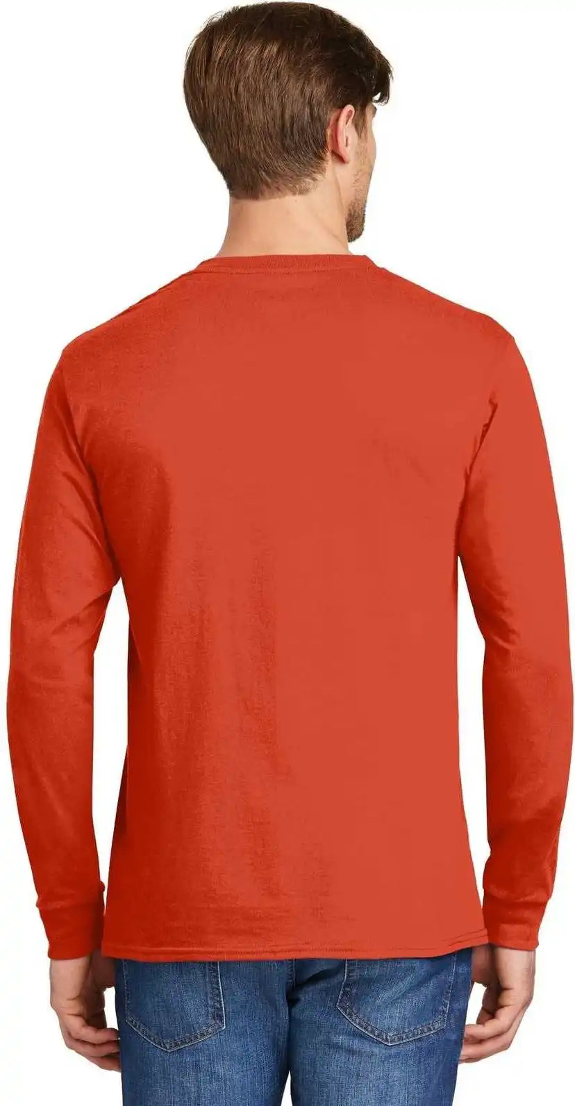 Hanes 5586 Tagless 100% Cotton Long Sleeve T-shirt - Orange
