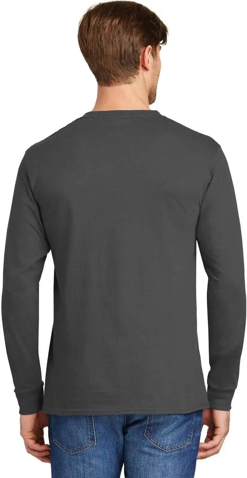 Hanes 5586 Tagless 100% Cotton Long Sleeve t Shirt Smoke Gray