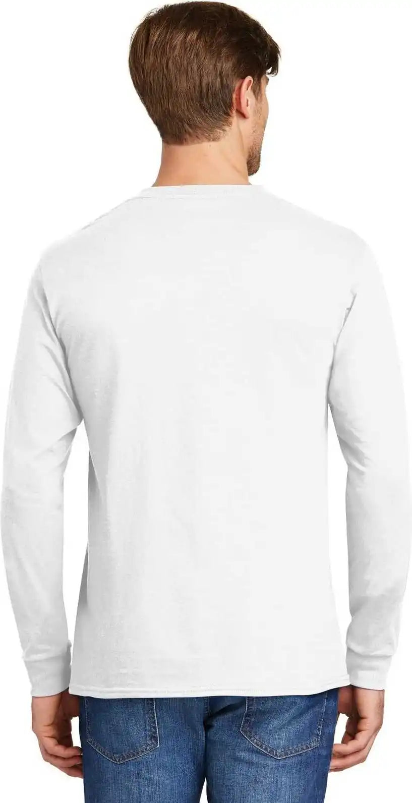 Hanes 5586 Tagless 100% Cotton Long Sleeve t Shirt White