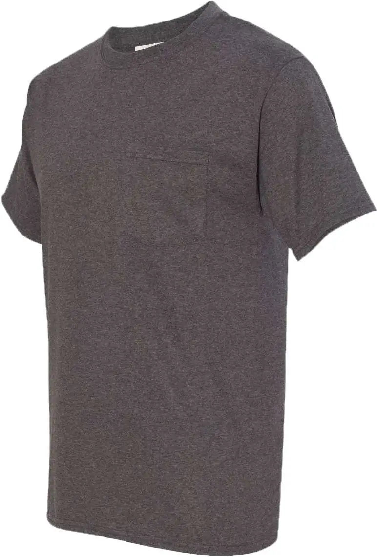 Hanes 5590 Authentic Pocket T-shirt - Charcoal Heather - Dark Gray / s