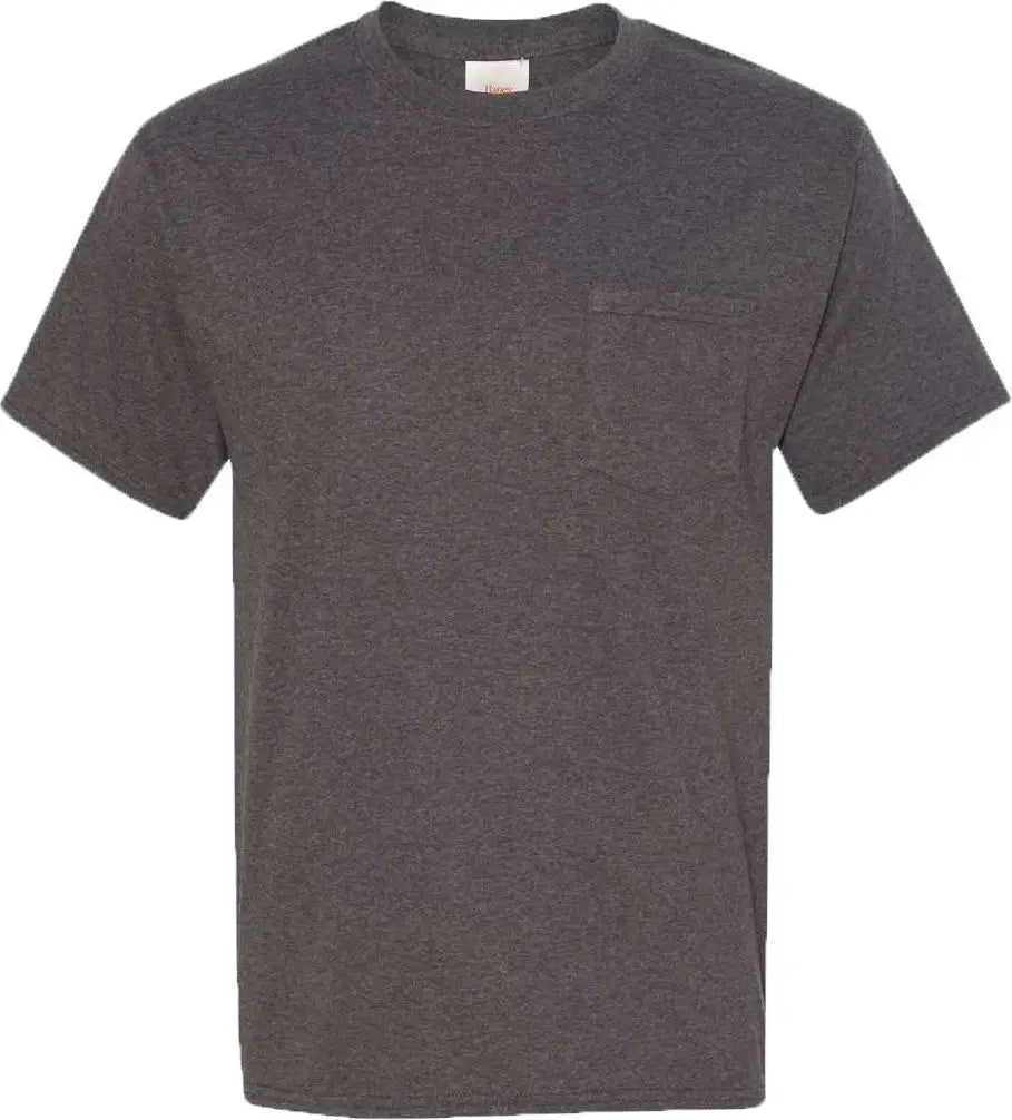 Hanes 5590 Authentic Pocket T-shirt - Charcoal Heather - Dark Gray / s