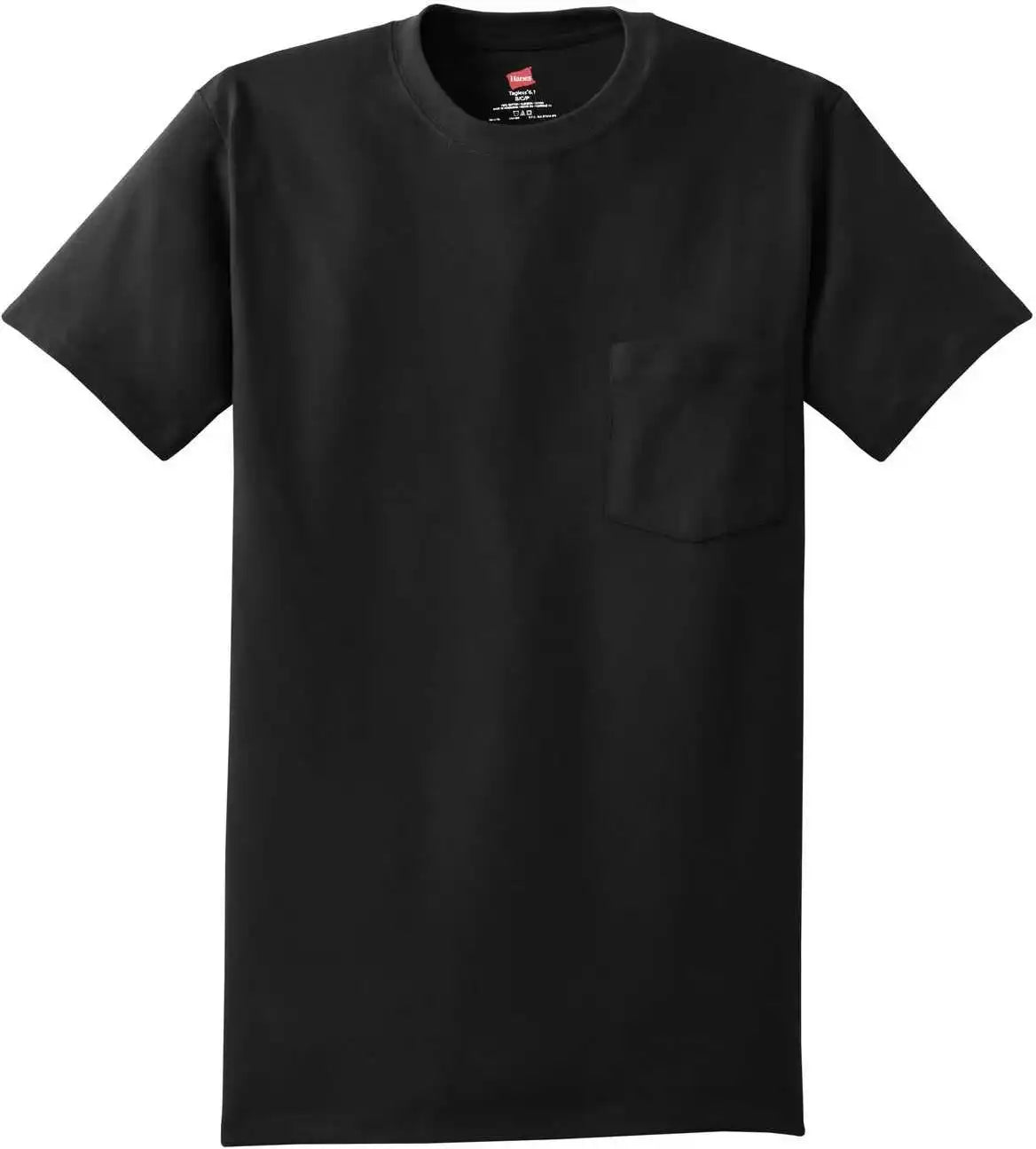 Hanes 5590 Tagless 100% Cotton T-shirt with Pocket - Black
