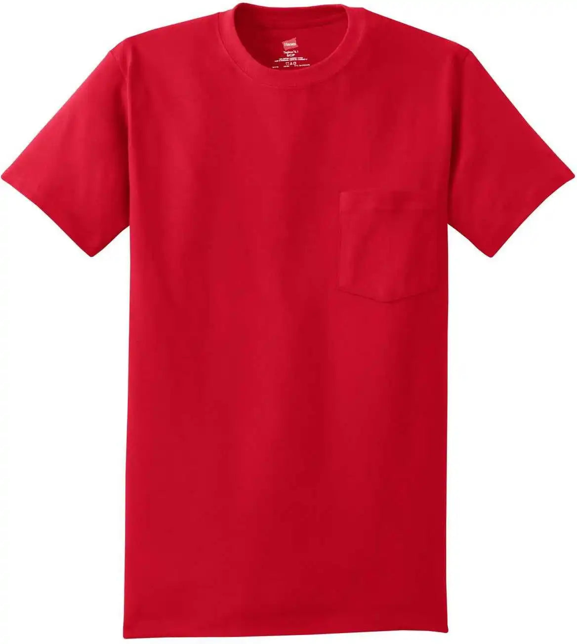 Hanes 5590 Tagless 100% Cotton T-shirt with Pocket - Deep Red