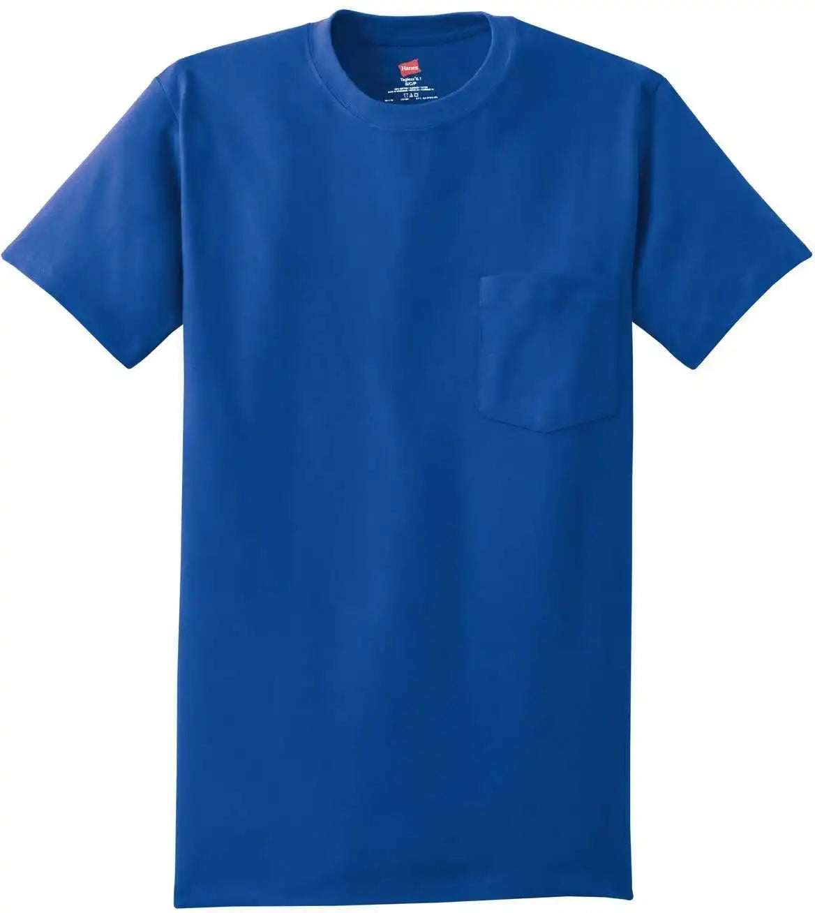 Hanes 5590 Tagless 100% Cotton t Shirt with Pocket Deep Royal
