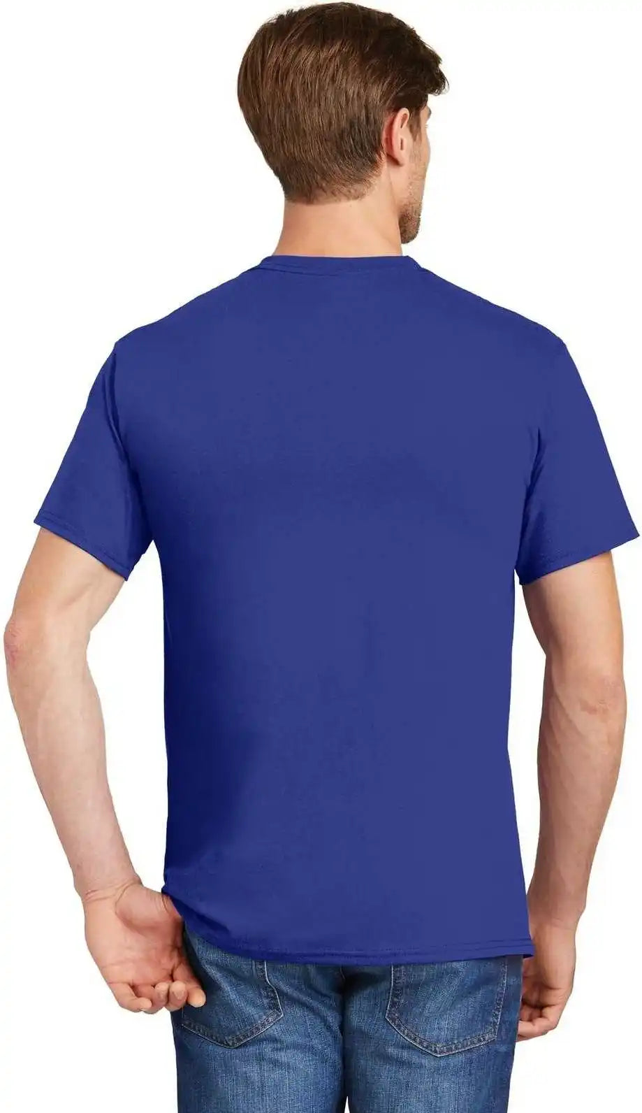 Hanes 5590 Tagless 100% Cotton T-shirt with Pocket - Deep Royal