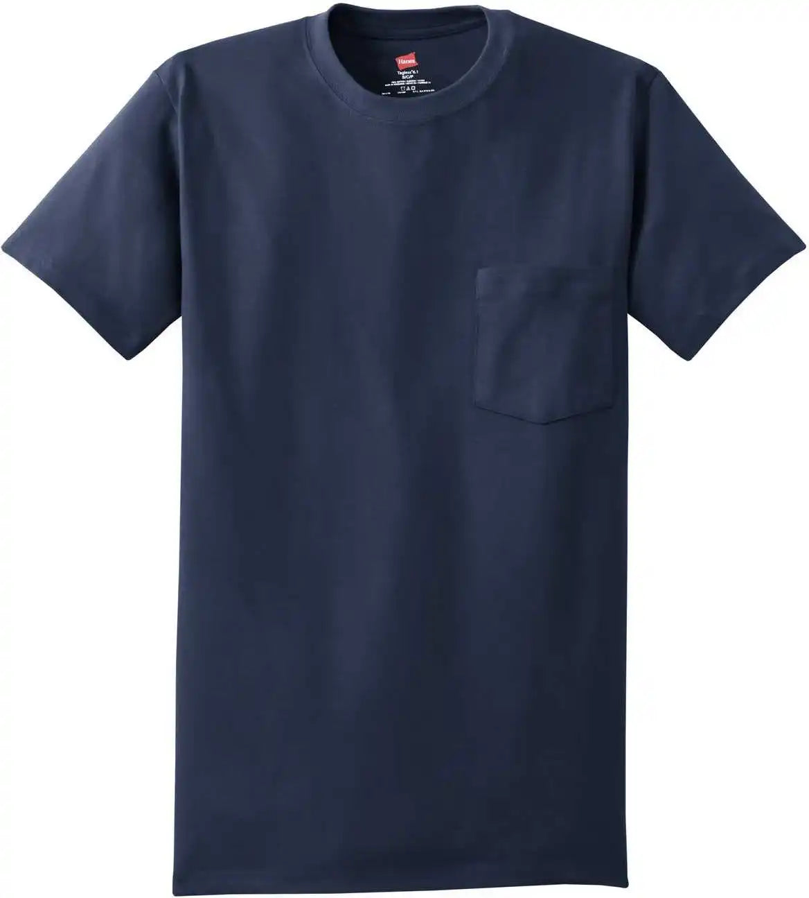 Hanes 5590 Tagless 100% Cotton t Shirt with Pocket Navy