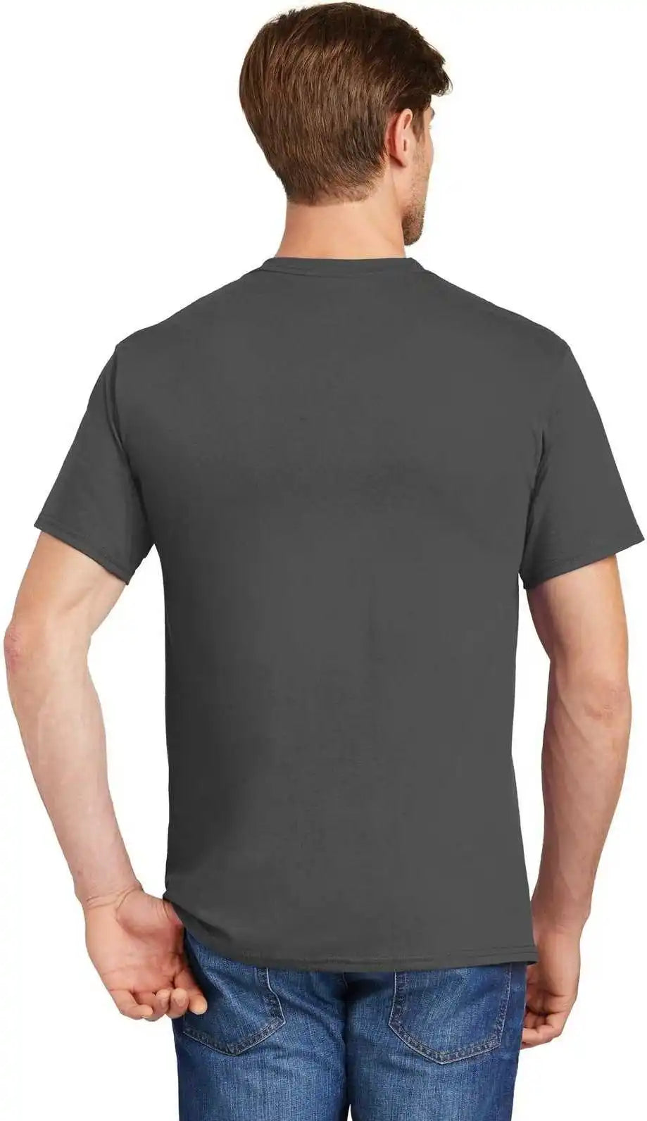 Hanes 5590 Tagless 100% Cotton T-shirt with Pocket - Smoke Gray