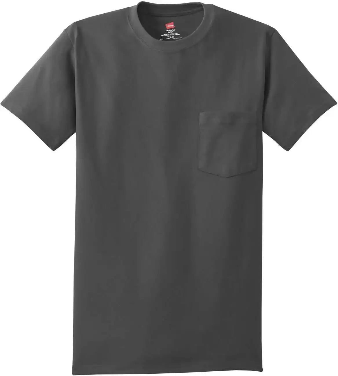 Hanes 5590 Tagless 100% Cotton T-shirt with Pocket - Smoke Gray