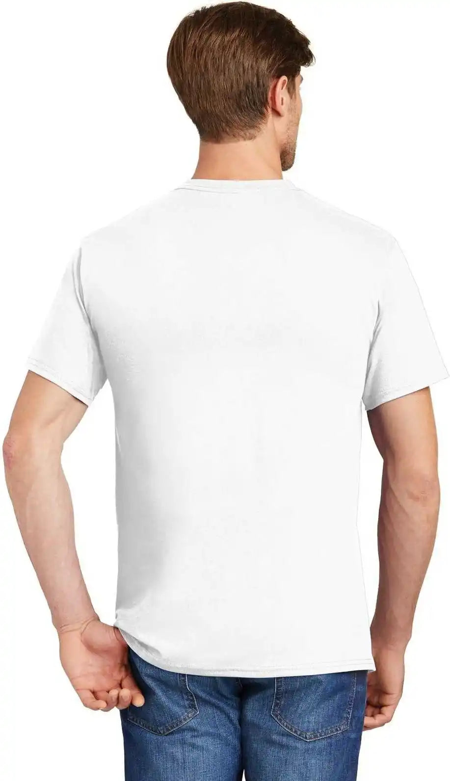Hanes 5590 Tagless 100% Cotton t Shirt with Pocket White