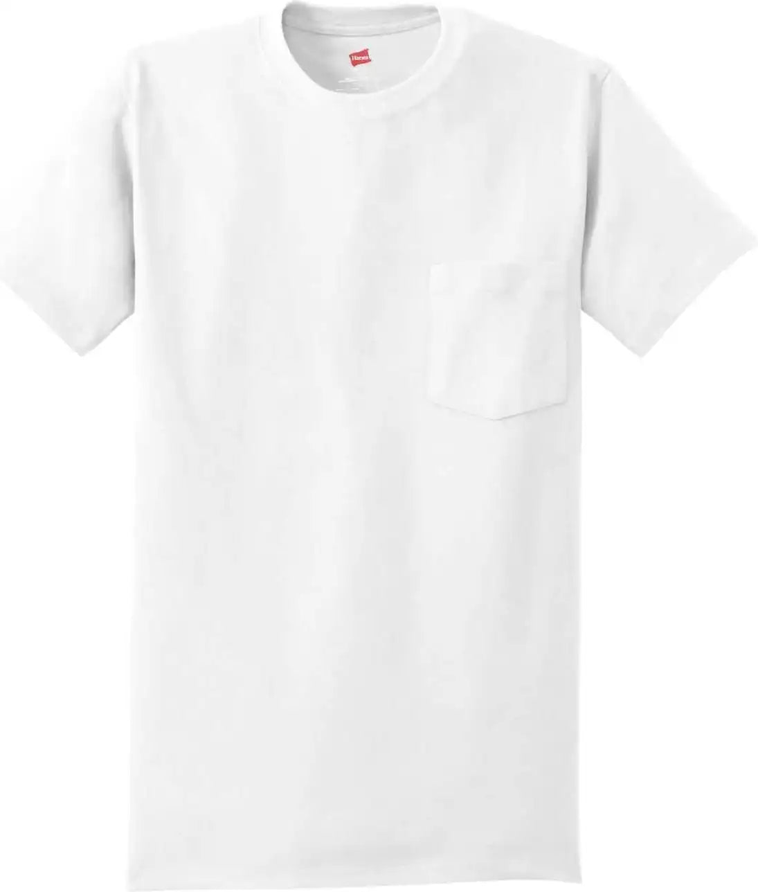 Hanes 5590 Tagless 100% Cotton t Shirt with Pocket White