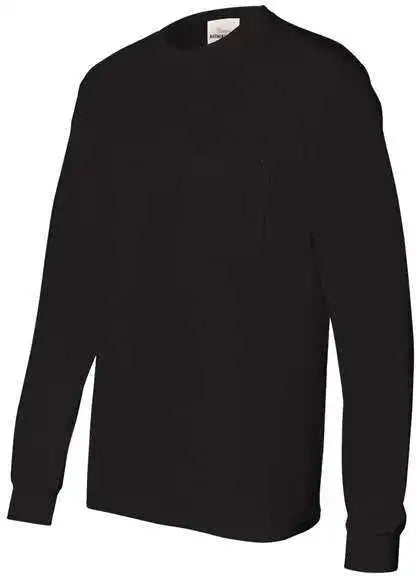Hanes 5596 Authentic Long Sleeve Pocket T-shirt - Black