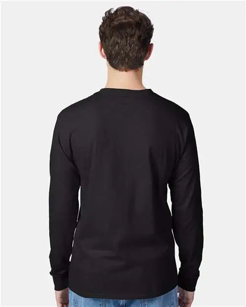 Hanes 5596 Authentic Long Sleeve Pocket T-shirt - Black