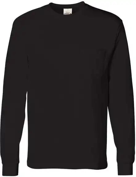 Hanes 5596 Authentic Long Sleeve Pocket T-shirt - Black