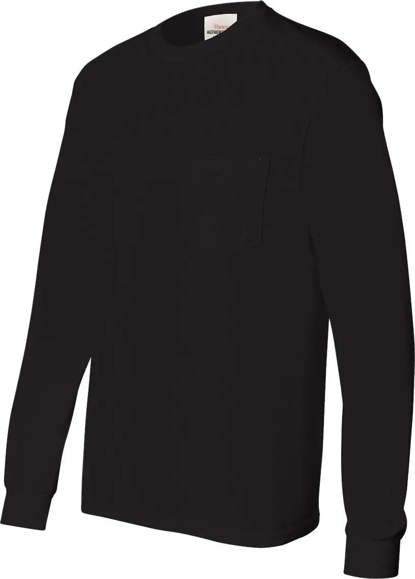 Hanes 5596 Authentic Long Sleeve Pocket T-shirt - Black - s