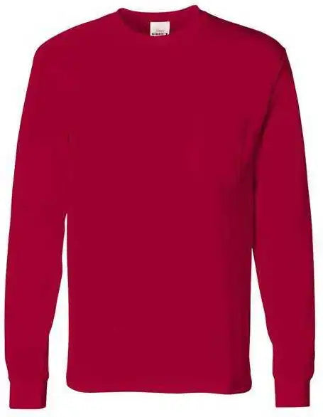 Hanes 5596 Authentic Long Sleeve Pocket T-shirt - Deep Red