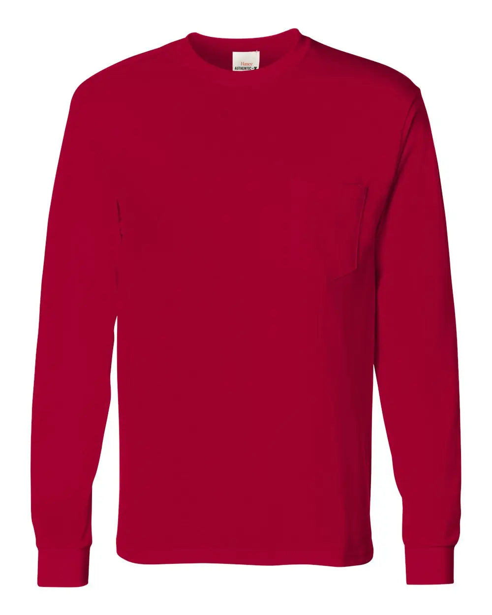 Hanes 5596 Authentic Long Sleeve Pocket T-shirt - Deep Red