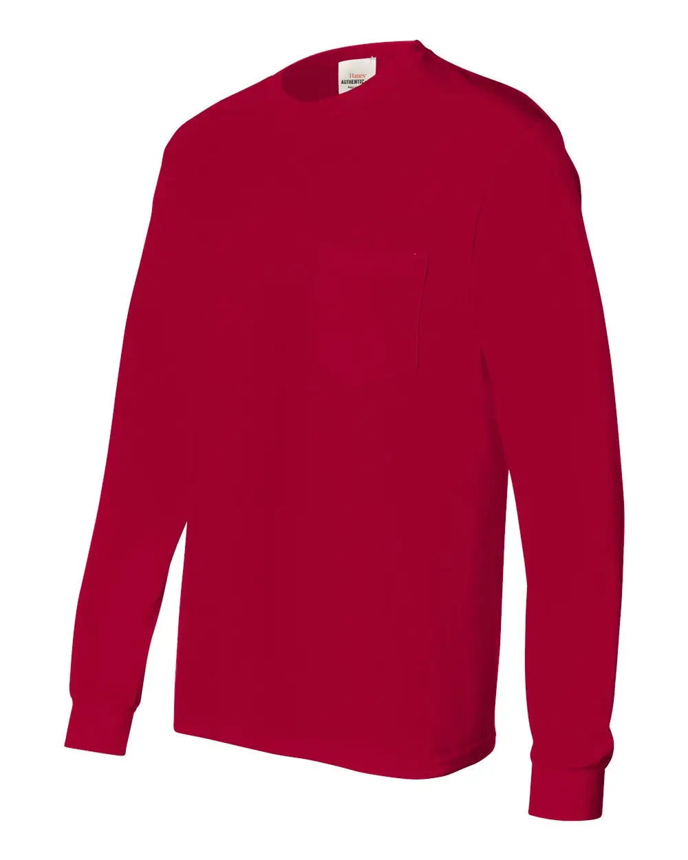 Hanes 5596 Authentic Long Sleeve Pocket T-shirt - Deep Red - s