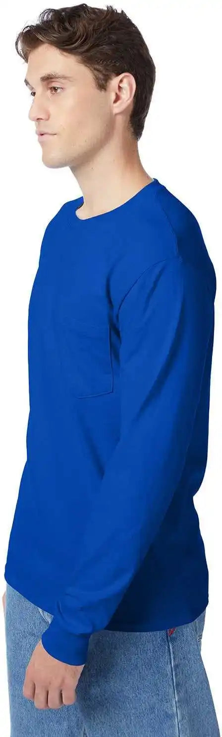 Hanes 5596 Authentic Long Sleeve Pocket T-shirt - Deep Royal
