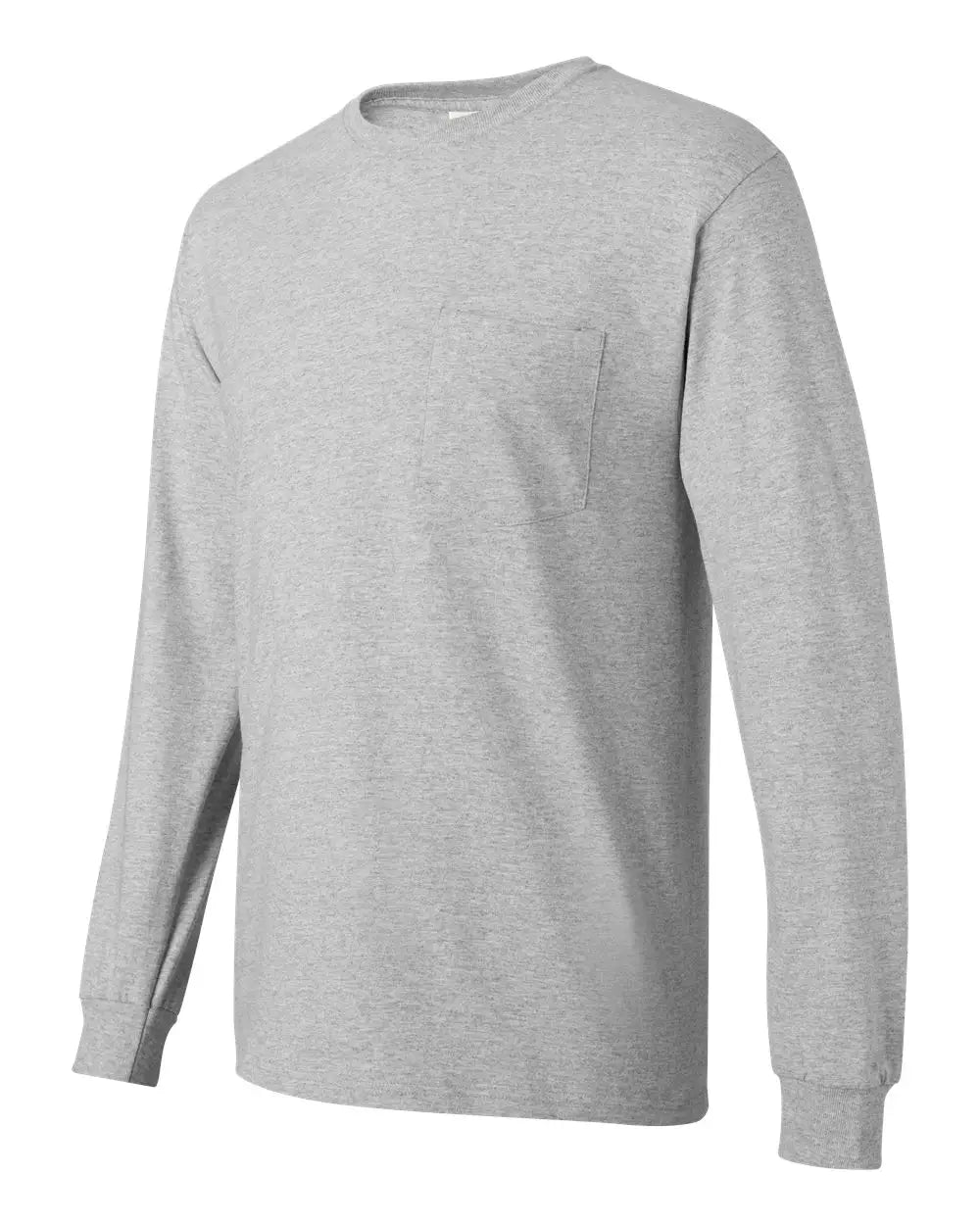 Hanes 5596 Authentic Long Sleeve Pocket T-shirt - Light Steel - Gray / s