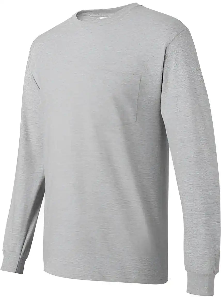 Hanes 5596 Authentic Long Sleeve Pocket T-shirt - Light Steel