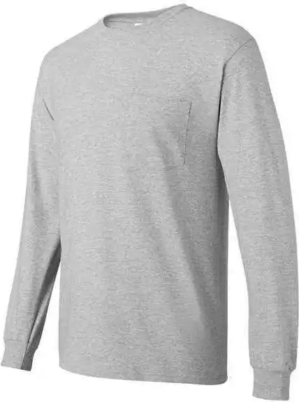 Hanes 5596 Authentic Long Sleeve Pocket T-shirt - Light Steel