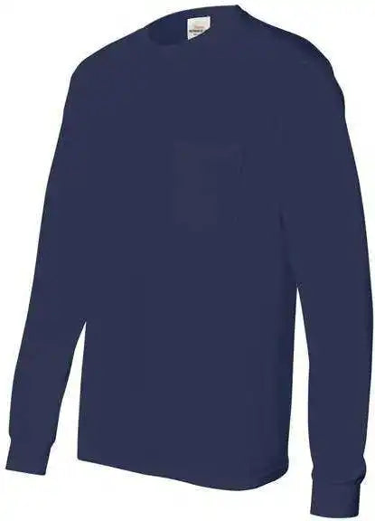 Hanes 5596 Authentic Long Sleeve Pocket t Shirt Navy