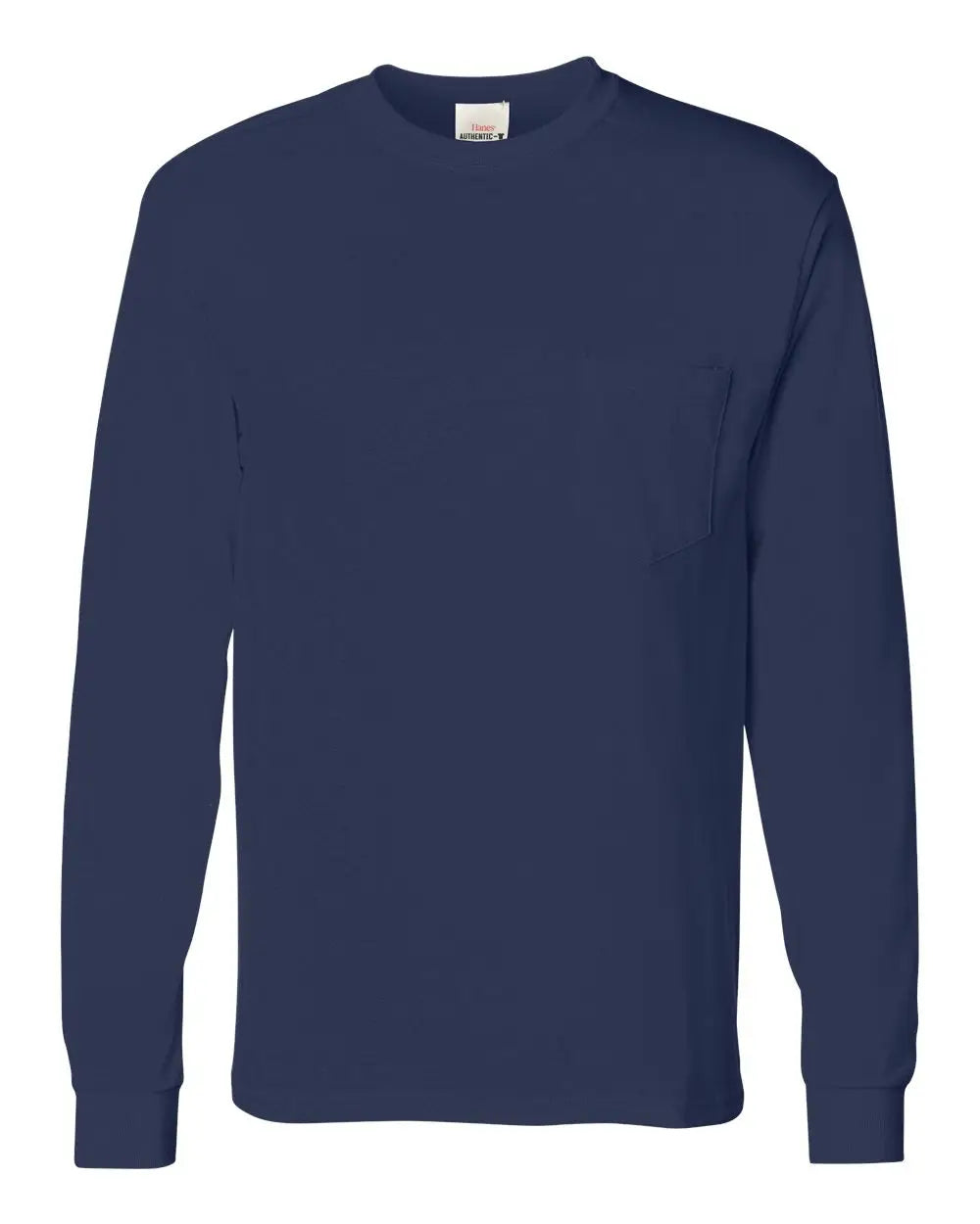 Hanes 5596 Authentic Long Sleeve Pocket T-shirt - Navy