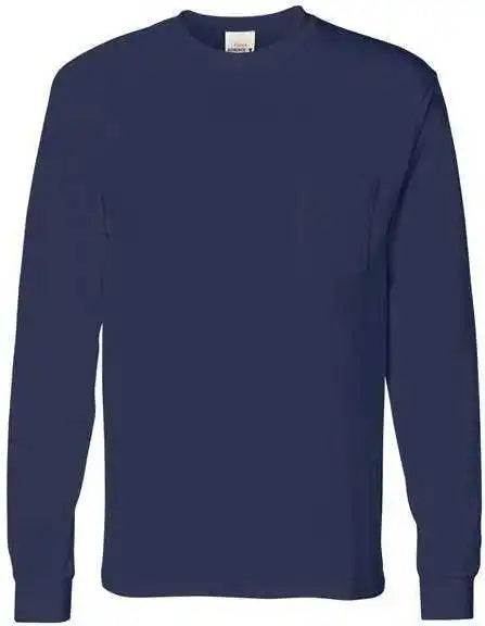 Hanes 5596 Authentic Long Sleeve Pocket t Shirt Navy