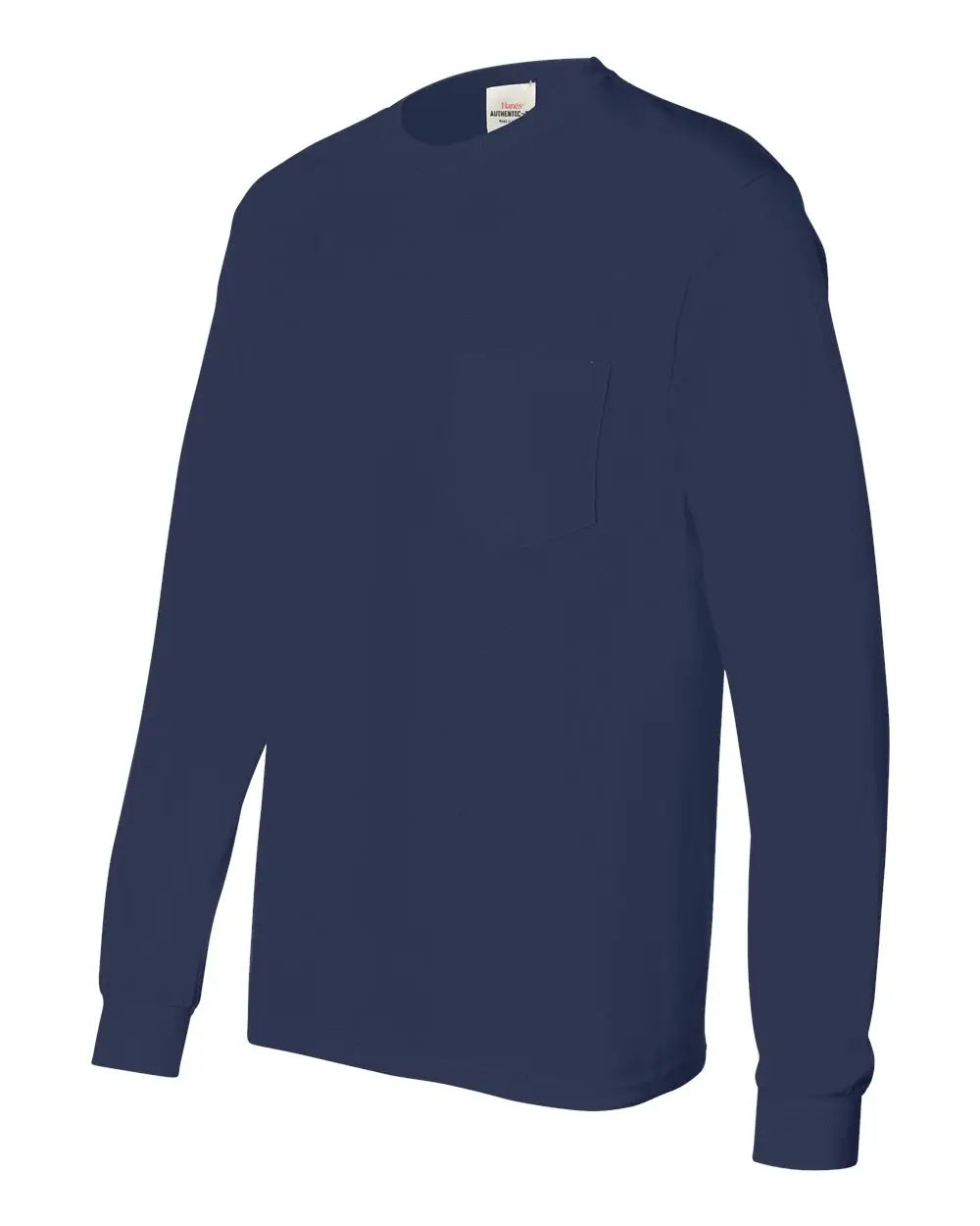 Hanes 5596 Authentic Long Sleeve Pocket T-shirt - Navy - s
