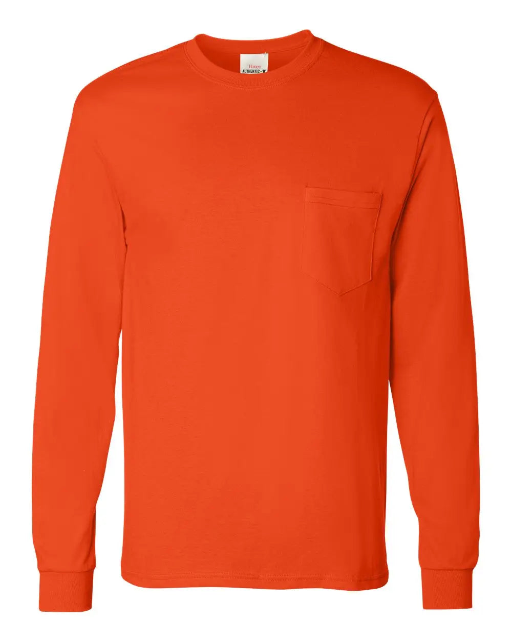 Hanes 5596 Authentic Long Sleeve Pocket T-shirt - Orange