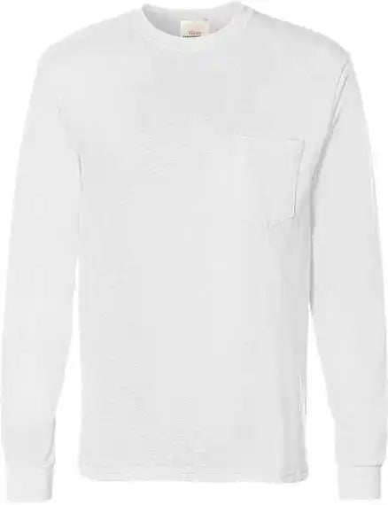 Hanes 5596 Authentic Long Sleeve Pocket T-shirt - White